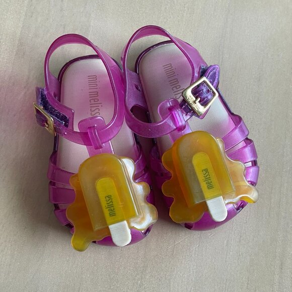 Mini Melissa Aranha Melted Popsicle Pink & Yellow Jelly Sandals - Size 5 - Picture 2 of 8
